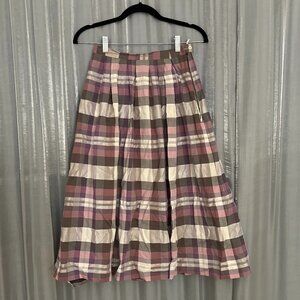 tartan pleated maxi skirt